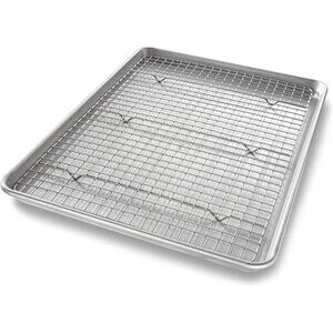 USA Pan Bakeware Half Sheet Baking Pan and Bakeable Nonstick and Cooling Rack